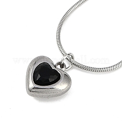 Colliers à chaîne serpent ronde avec pendentif en forme de cœur en acier inoxydable 304 plaqué sous vide PVD et zircone cubique pour femmes&nbsp;NJEW-Z044-08P