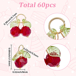 60 Stück Kirschanhänger aus Acryl und Glas&nbsp;PALLOY-WH00017