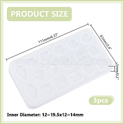 3 moule en silicone pour cabochon de pierres précieuses à facettes carrées/œil de cheval/goutte d'eau&nbsp;DIY-HY0002-70