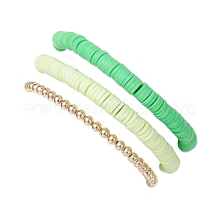3 Stück 3 Stile Lehrertag Polymer Clay Perlen Stretch-Armband & Legierung Emaille Apfel Charm Armband Set für Frauen&nbsp;BJEW-TA00606