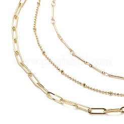 3 pièces 3 style laiton barre lien & trombone & satellite chaîne colliers ensemble pour hommes femmes&nbsp;NJEW-JN04031