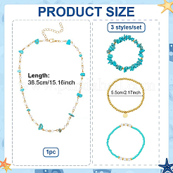 Synthetischer Türkis Schmuck Ohrring & Halskette & Armband Sets&nbsp;SJEW-PH0001-19