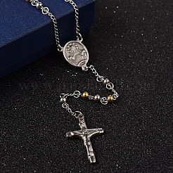 Colliers de chapelet en acier inoxydable 304 avec croix crucifix&nbsp;NJEW-O096-31