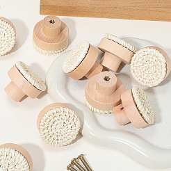 Runde Schubladenknöpfe aus Rattangeflecht und Holz&nbsp;DIY-WH20410-01B