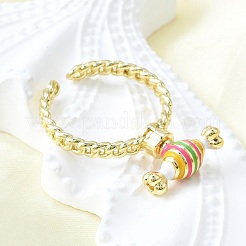 Anillos de puño abiertos de latón esmaltado para mujer&nbsp;RJEW-F179-08G-01