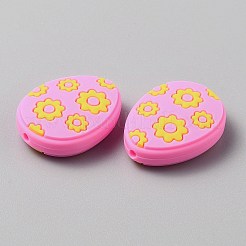 Ostern Blumenmuster Ei Lebensmittelqualität umweltfreundliche Silikonperlen&nbsp;SIL-CJC0007-11A