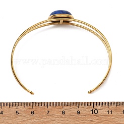 Bracciali rigidi da donna in acciaio inossidabile 304 e pietre preziose naturali.&nbsp;BJEW-JB14123-02