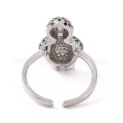 Anello a polsino aperto pinguino con zirconi cubici&nbsp;RJEW-G283-02P