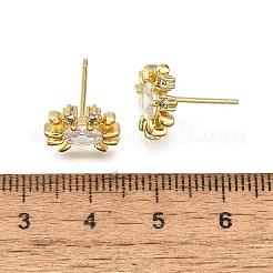 Messing Micro Pave klare Zirkonia Ohrstecker&nbsp;EJEW-H157-03G-02