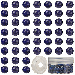 Sunnyclue DIY-Perlen-Stretch-Armbänder herstellen, mit gefärbten natürlichen Lapislazuli runden Perlen und elastischem Faden, 8 mm, Bohrung: 1 mm, 100 Stück / Karton