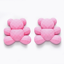 Cabochons di opaco resina, orso, perla rosa, 24x24x8mm