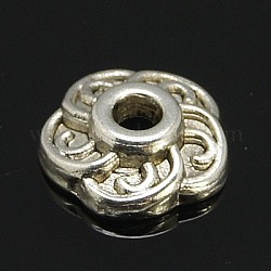 Tibetan Style Alloy Caps, Cadmium Free & Lead Free, Antique Silver, 9mm in diameter, 3mm thick, hole: 1mm.LF0459Y.Tibetan Style Alloy Color