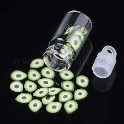 Handgemachte Polymer Clay Nagelkunstdekoration Zubehör, mit Glaswunschflasche und Ccb-Flaschenverschluss, Avocado, grün, 4~8x4~5x0.5~1 mm