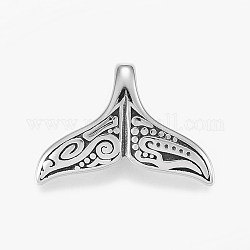304 Stainless Steel Pendants, Whale Tail Shape, Antique Silver, 17x25x7mm, Hole: 3.5x6mm