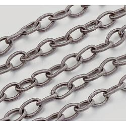 Handgefertigte Kabelschlaufe aus Nylon, Oval, Grau, 8~9x11~13x2 mm, ca. 85 cm / Strang, 33.5 Zoll