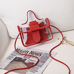 Кожаные чехлы из полиуретана, прозрачные женские сумки, красные, 13x18x6 см