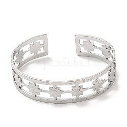 304 brazalete abierto con estrella de acero inoxidable., joyas para mujeres, color acero inoxidable, diámetro interior: 2-1/4 pulgada (5.6 cm)