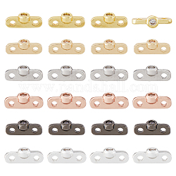 SUPERFINDINGS 24Pcs 6 Colors Rack Plating Brass Pave Clear Cubic Zirconia Connector Charms, Long-Lasting Plated, Cadmium Free & Lead Free, Oval, Mixed Color, 10.5x4x3mm, Hole: 1.5mm, 4pcs/color