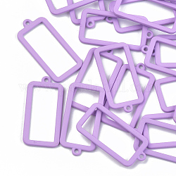 スプレー塗装合金オープンバックベゼルペンダント  UVレジンDIY用  エポキシ樹脂  プレスジュエリー  長方形  紫色のメディア  34.5x17x1.5mm  穴：1.5mm