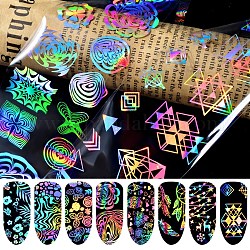 Блестящие лазерные наклейки для ногтей, эффект звездного неба, украшение для украшения ногтей, разноцветные, 4x20 см, 8шт / комплект