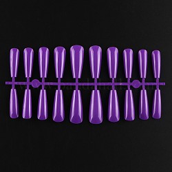 Uñas postizas de plástico de color sólido sin costura, practica la herramienta del arte del clavo de manicura, púrpura, 26~32x6~13mm, 20 PC / sistema.