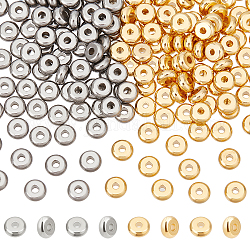 DICOSMETIC 200Pcs 2 Colors Stainless Steel Spacer Beads Flat Round Tiny Smooth Beads Golden Loose Beads Spacers for Jewelry Making Findings DIY Crafts Accessories
