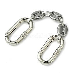 304 catena di estensione per borse a maglie ovali in acciaio inossidabile, con anelli a molla in lega di zinco, colore platino e acciaio inox, 12.5cm