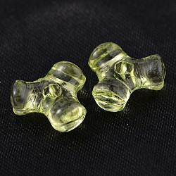Transparent Acrylic Plastic Tri Beads for Christmas Ornaments Making, Green, about 10mm wide, 10mm long, hole: 2mm, about 2500pcs/500g