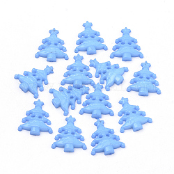 Boutons acryliques avec 2 trou, arbre de Noël, Dodger bleu, 21.5x18x3.5mm, Trou: 1.5~2mm