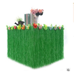 Gonna da tavolo in erba artificiale ibisco, per le decorazioni delle feste hawaiane, accessori per la decorazione della tavola tropicale, verde, 2760x750mm