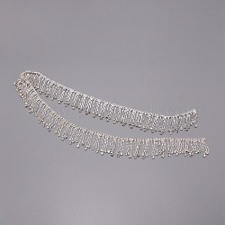 Iron Rhinestone Cup Chains, Tassel Chains, Wedding Dress Decorative Rhinestone Chains, Platinum, 47x2~4mm
