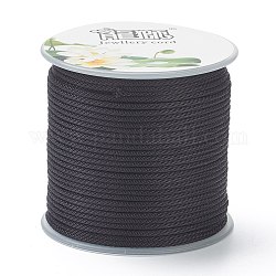 Cordones trenzados de poliéster, para hacer joyas, negro, 1.5mm, alrededor de 21.87 yarda (20 m) / rollo