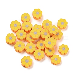 Manuell Polymer Ton Perlen, Blume, golden, 8.5x9x4 mm, Bohrung: 1.6 mm