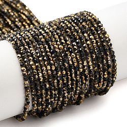 Chapelets de perles en verre électroplaqué, demi-plaqué, ronde à facettes, noir plaqué, 2mm, Trou: 0.7mm, Environ 184~187 pcs/chapelet, 14.45'' (36.7 cm)