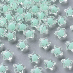Perline acrilico trasparente, perline in perline, sfaccettato, stella, acquamarina, 10.5x11x7mm, Foro: 2 mm, circa 1280pcs/500g