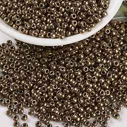 Miyuki runde Rocailles Perlen, japanische Saatperlen, 8/0, Metallic-Farben, (rr457) metallische dunkle Bronze, 3 mm, Bohrung: 1 mm, ca. 422~455 Stk. / 10 g