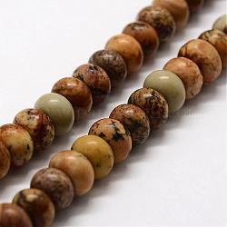 Chapelets de perle en jaspe avec images naturelles, rondelle, 8x5mm, Trou: 1mm, Environ 73 pcs/chapelet, 15.3 pouce (39 cm)