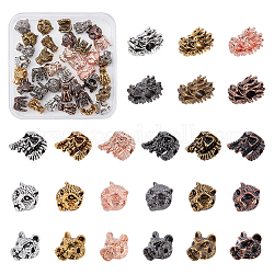 Pandahall elite 48pcs 24 styles perles en alliage de style tibétain, formes mixtes, couleur mixte, 2 pièces / style