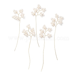 Colgante con cuentas de perlas de imitación de abs, con fornituras de alambre de latón dorado, encantos de la flor de la vida, whitesmoke, 74~81x20~25x4mm