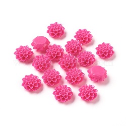 Resin Cabochons, Flower, Deep Pink, 15mm in diameter, 8mm thick