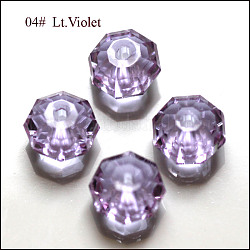 Perles d'imitation cristal autrichien, grade AAA, facette, octogone, lilas, 6x4mm, Trou: 0.7~0.9mm