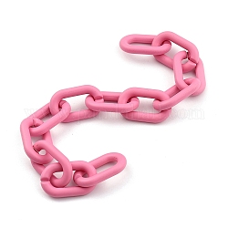 Cadenas de cable de acrílico hechas a mano, oval, para la fabricación de la joya, color de rosa caliente, link: 27x16.5x4 mm, 39.37 pulgada (1 m) / hebra