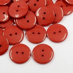 Acrylic Sewing Buttons, Plastic Buttons for Costume Design, 2-Hole, Dyed, Flat Round, Dark Red, 17x2mm, Hole: 1mm