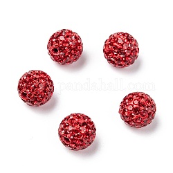 Perles en strass du Moyen-Orient, argile polymère à l'intérieur, ronde, rouge, 10mm, pp11 (1.7~1.8mm), Trou: 1.5mm