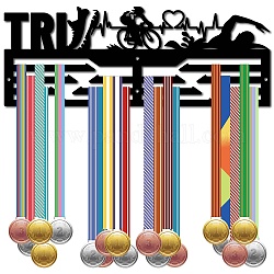 Porta medaglia in ferro, espositore per medaglie appendiabiti, telaio porta medaglia, con viti, rettangolo, Triathlon, gli sport, 150x400mm, Foro: 5 mm