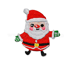 Toppe autoadesive in tessuto ricamato computerizzato a tema natalizio, attacca la toppa, accessori costume, appliques, Babbo Natale, 54x50mm