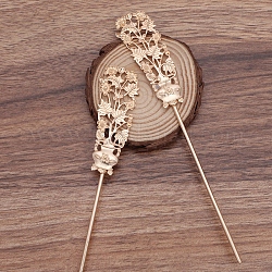 Eisen-Haar-Stick Zubehör, mit Legierungsvase, Licht Gold, 168x25x5.5 mm