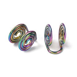 304 boucles d'oreilles manchette spirale en acier inoxydable, bijoux wire wrap pour oreilles non percées, couleur arc en ciel, 12x10x7.5~8mm