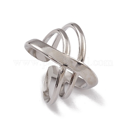 304 anelli gemelli in acciaio inox, anello a fascia larga incrociato scavato per le donne, colore acciaio inossidabile, 7.5~15.5mm, diametro interno: 17.1mm
