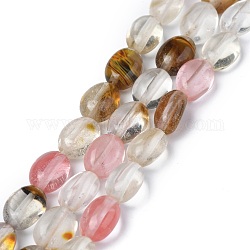 Synthétique Tigerskin perles de verre brins, ovale, 8x6x3.5~4mm, Trou: 1mm, Environ 45~52 pcs/chapelet, 15.16~15.74 pouce (38.5~40 cm)